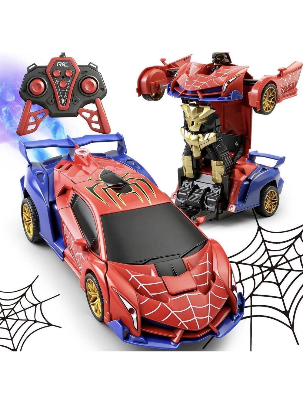 Spider RC Transform Robot Car – 1:18 Remote Control Supercar with LED Lights